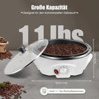Coffee Roaster Machine for Home Use, 800W Tostadora De Cafe Coffee Bean Roaster Adjustable Temperature with Stir Bar And Glass Cover for Beans, Red Beans, Nuts