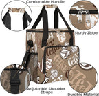 Coffee Time Coffee Maker Carring Bag Hand Drawn Coffee Travel Carrying Storage Tote Bag Compatible with Keurig K-Mini or K-Mini Plus Portable Single Serve Coffee Brewer Case with Pockets for K-cup Pods