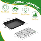 P&P CHEF Baking Oven Sheet Pan with Rack for Cookie, Nonstick Oven Tray and Cooling Rack for Baking & Roasting, Easy Clean, Black, 9.3 x 7 Inch