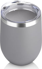 DOMICARE Stainless Steel Wine Tumbler Bulk with Lid, Personalized Insulated Tumblers Set, 12oz Travel Coffee Cups Pack of 1, Gray