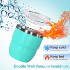 4oz Stackable Cup, Vacuum Insulated Espresso Cup Set of 6, Espresso Shot Cup for Coffee, Double Wall Stainless Steel Mini Tumbler Shot Glasses with Straw and Lid (A-mixed6P, 4oz)