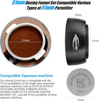 IKAPE Magnetic Dosing Funnel Set, 51MM Espresso Dosing Ring & Puck Screen Kit Compatible with Delonghi 51MM Bottomless Portafilter - with 8 Small Magnet (Black)