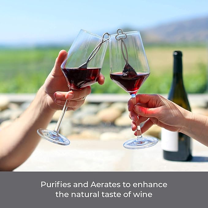 PureWine Wine Wands Purifier, 8 Wine Filters Remover Histamines Sulfite - May Reduce and Alleviate Wine Allergies & Sensitivities - Restores Taste, Perfect Wine Pour, Gifting, Holiday