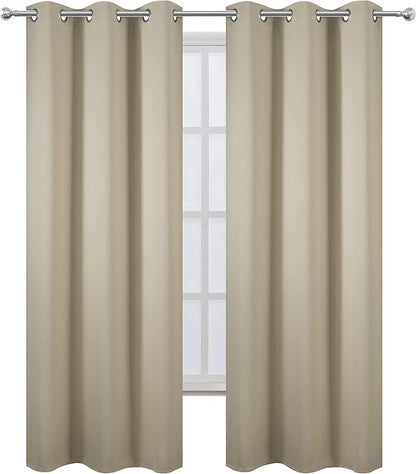 Blackout Curtains 42 x 95 inch/Beige Curtains Set of 2 Panels/Thermal Insulated - Image 2