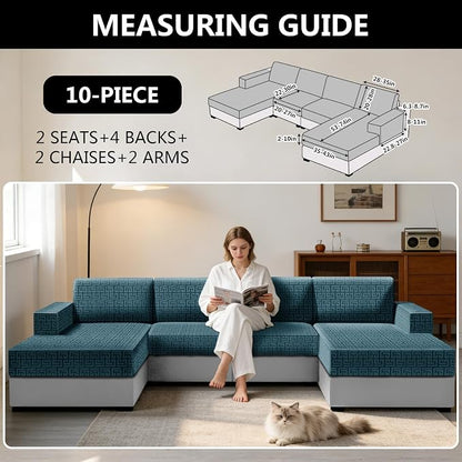 UNBBRRL 10 Pieces Stretch Sofa Cushion Covers - Image 2