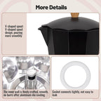 12 Cup Aluminum Moka Pot Classic Stovetop Espresso Coffee Maker 600ml 20oz Coffeemaker Percolator Mocha Pot Greca Coffee Maker Cafe Makers for Italian and Cuban Café Brewing Black