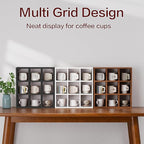 Helsin 9 Grid Vintage Coffee Mug Display Rack, 16inch Wall Mounted Wooden Curio Shadow Box Shelf, Cup Floating Shelves Display and Organizer (Black)