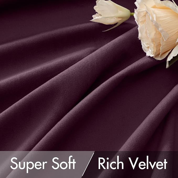 MIULEE Dark Purple Velvet Curtains 52x96 inches Luxury Blackout Curtains | - Image 4