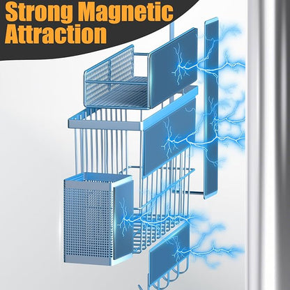 Magnetic Spice Rack for Refrigerator, 7 Pack Metal Magnetic Shelf, Moveable - Image 3