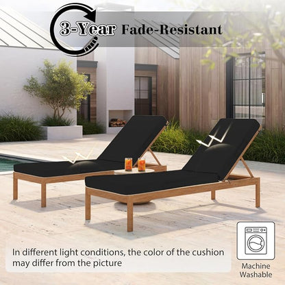 Chaise Lounge Cushions Outdoor, 4 Adjustable Ties Lounge Chair Cushions - Image 6