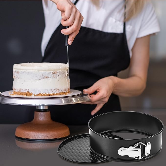 4 Pcs 8 Inch Non Stick Springform Pan with Removable Bottom Carbon Steel Cheesecake Pan Round Springform Cake Mold with Stainless Steel Spring Buckles for Baking Kitchens Restaurant
