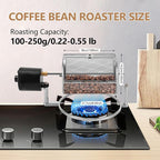 Coffee Roaster Machine for Home Use, Stainless Steel 14W Electric Coffee Roaster Machine with Tray, Speed Adjust, Auto-matic Nuts Coffee Bean Roaster Drum for Homes, Cafes, Hotels Silver