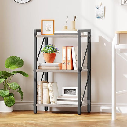 HOOBRO Bookshelf, 3-Tier Industrial Bookcase, Book Shelf Storage Organizer - Image 9