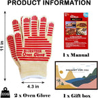 Oven Gloves, Heat Resistant 540 Degrees Grilling Gloves, Hot Surface Handler Non-Slip Silicone Oven Mitts with Fingers, BBQ Gloves for Cooking/Kitchen/Baking, Pack of 2