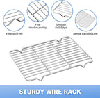 Baking Sheet with Wire Rack, Cookie Sheet Baking Pan Toaster Oven Tray with Cooling Rack, Stainless Steel Eighth Sheet Pan with Rack 9' x 7' x 1', Healthy & Non Stick & Dishwasher Safe