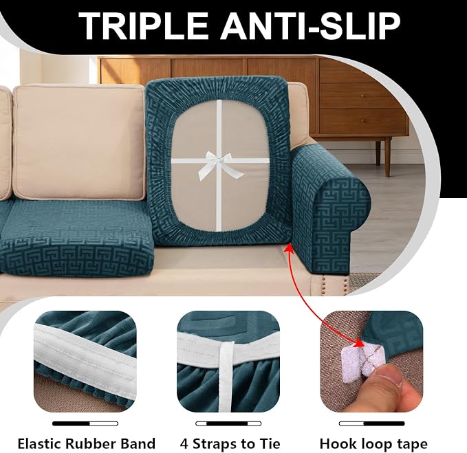 UNBBRRL 10 Pieces Stretch Sofa Cushion Covers - Image 3