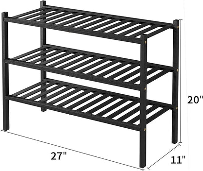 ROMGUAR CRAFT 3 Tier Bamboo Shoe Rack - Image 3