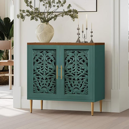 ARTPOWER Accent Cabinet with 2 Doors, Vintage Hollow Carving Buffet Cabinet by PowerofArtBetterforLife