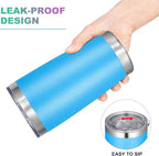 VEGOND 20oz Tumbler with Lid and Straw Stainless Steel Tumbler Cup Vacuum Insulated Double Wall Travel Coffee Mug Powder Coated Coffee Cup(Sky Blue 1 Pack)