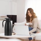 70 oz Thermal Coffee Carafe, Updated 2 PCS Insulated Stainless Steel Coffee Carafes for Keeping Hot Coffee & Water Hot Beverage-12Hours, Double Walled Vacuum Coffee Carafe(Black+Red)