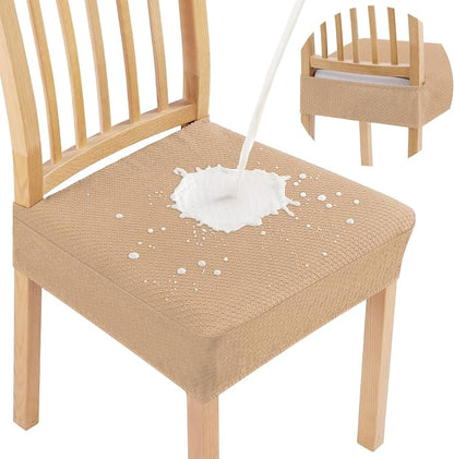 Smiry Waterproof Seat Covers for Dining Room Chairs Set of 8, Stretch Jacquard by Smiry