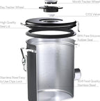 Coffee Canister – Airtight Stainless Steel Storage Container with Date Tracker & Scoop, Sealed Jar for Grounds, Beans, Tea, Flour, Cereal, and Sugar (Gray Home, 22OZ)