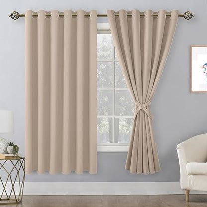 Grommet Blackout Curtains for Bedroom 70 x 63 Inches Camel 2 Panels | Thermal - Image 8