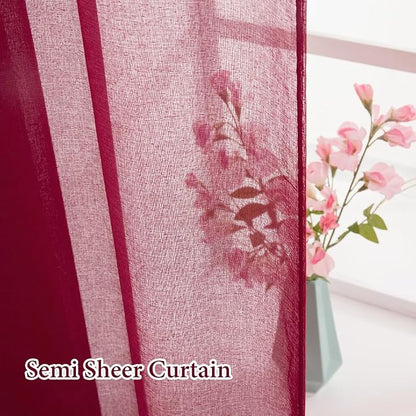 MIULEE Semi Sheer Kitchen Curtains 36 inch Length 2 Panels Half Window Curtains - Image 5