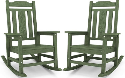 SERWALL Oversized Rocking Chair Set of 2 Outdoor, HDPE Outdoor Rocking Chair by SERWALL
