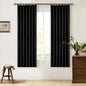 Black 63 Inch Length Blackout Pleated Linen Curtains by Twodrapes