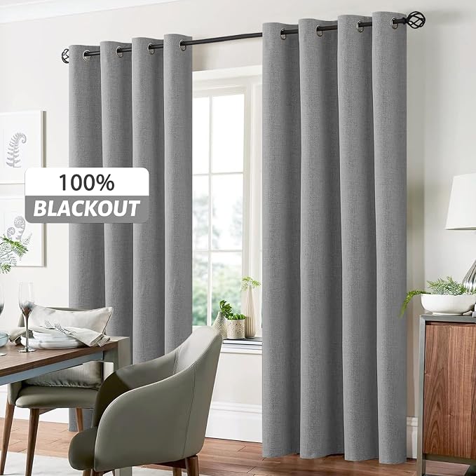 Yakamok Dove Grey Linen Textured Curtains 84 Inches Long - Image 7