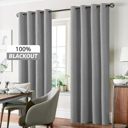 Yakamok Dove Grey Linen Textured Curtains 84 Inches Long - Image 7