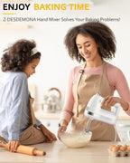 Electric Hand Mixer, Powerful 300W Hand Mixer Electric Handheld with 304 Beaters, Dough Hook,Hand Held Mixer with Turbo for Baking Cakes, Eggs, Cream Food(White)