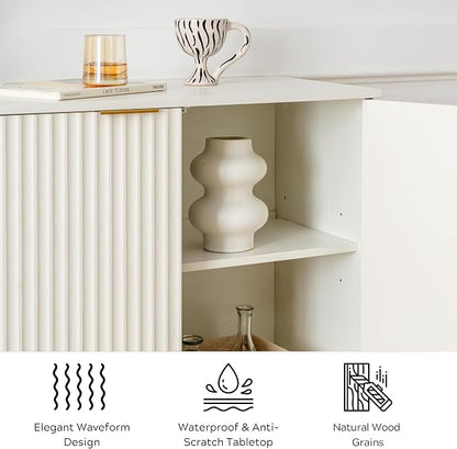 EYYTHUNG Fluted Storage Cabinets Set of 3, Sideboard Buffet Cabinet Modern - Image 6