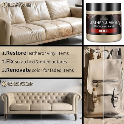 Leather Recoloring Balm with 100ml Mink Oil, Car Seats, Dye & Restorer - Image 4