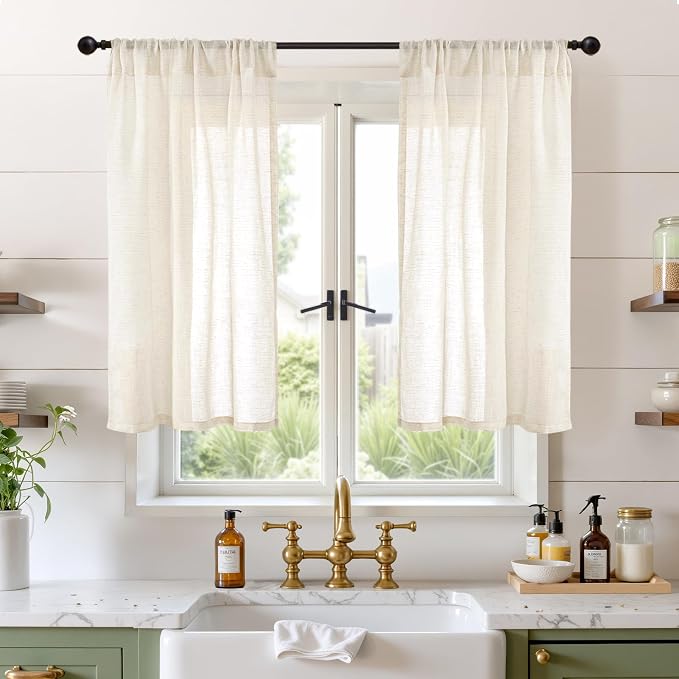 BGment Beige Linen Curtains 40 Inch Length by BGment