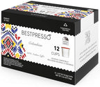 Bestpresso Coffee, Colombian Medium Roast Single Serve K-Cup Pods, 96 Count (Compatible With 2.0 Keurig Brewers) 8 Packs Of 12 Cups