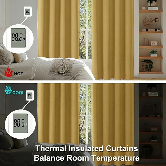 Simplebrand Bright Gold Blackout Curtains - Image 6