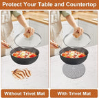 7 Inch Trivets for Hot Dishes, Pots and Pans, 5 Heat Resistant Pot Holders for Kitchen, Home Essentials, Hot Pads for Countertop and Table, Farmhouse Decor Vase Mats, Gray