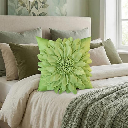 Sage Green Accent Flower Decorative Throw Pillow Covers - Image 2