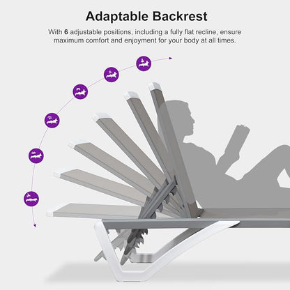PURPLE LEAF Patio Chaise Lounge Chair Set Outside Aluminum Plastic Stackable - Image 9