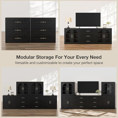 Wooden Dresser with 3 Large Drawers, Modular Media Console Storage Chest of - Image 9