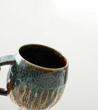 20oz Raku Glaze Coffee Mug - Unique Handcrafted Look Ceramic Cup, Large Tea Mug, Microwave & Dishwasher Safe (blue)