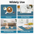 PoYang 31"x17" Coffee Mat X-Large, Coffee Bar Accessories for Countertop, Absorbent Dish Drying Mat, Anti-Slip and Hide Stain Pad for Espresso Machine, Espresso Maker and Kitchen Counter, Blue