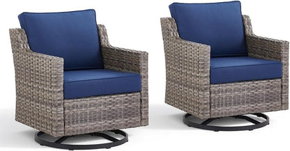 Outdoor Swivel Rocker Patio Chairs-High Back Wicker Swivel Rocker Patio Chairs - Image 9