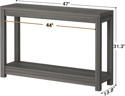Besiost 47" Farmhouse Wood Entryway Table Narrow Console Table - Image 3