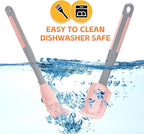 Extra Long Pastry Brush - Silicone Spatula - Basting Brush+Spatula Silicone Heat Resistant,for Baking Scraping Mixing BBQ Grill Kitchen Cooking Spread Oil Butter Sauce (Pink Brush+Spatula)