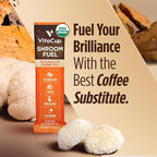 VitaCup Shroom Fuel, Mushroom Based Instant Coffee Alternative Packets, Mushroom Coffee Substitute w/Cacao, Cinnamon, Chaga, Lions Mane, & Maca for Energy, Immune Support, & Focus, 10 ct
