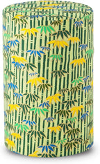NOREN Japanese Tea Canister Tin (Yuzen Washi Paper), 3.5oz Size Made in JAPAN with Includes Inner Lid of Airtight Damp-Proof/Kitchen Jar for Loose Leaf Coffee Tea Spice and More (Bamboo/Green)