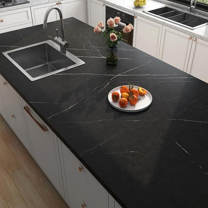 FunStick 36"x200" Black Marble Contact Paper Peel and Stick Countertop Paper - Image 5